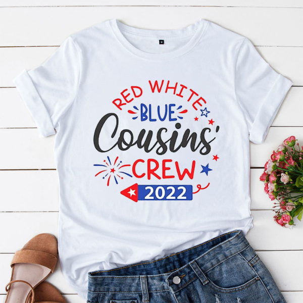 red white blue cousins crew 2022 4th of july t-shirt