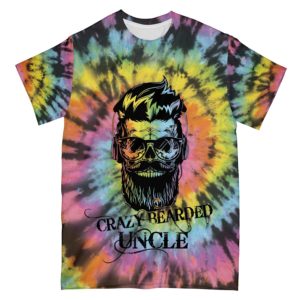crazy bearded uncle skull full printed t-shirt