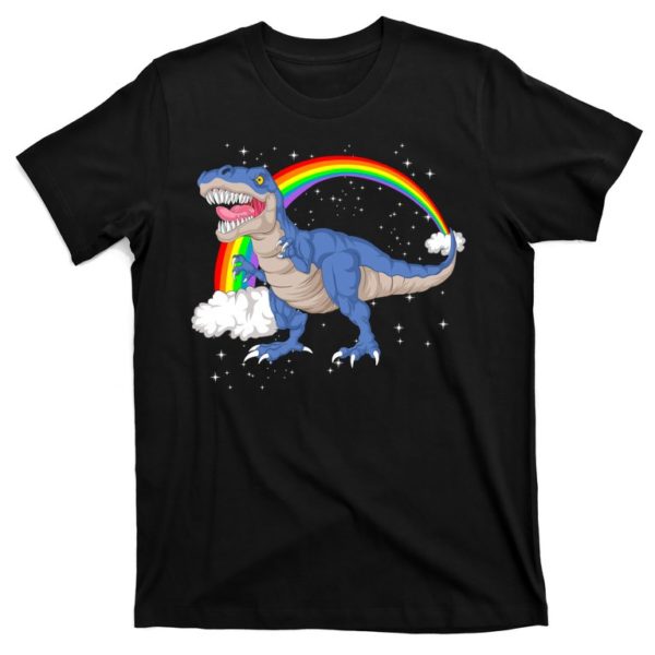 dinosaur trex rainbow t-shirt