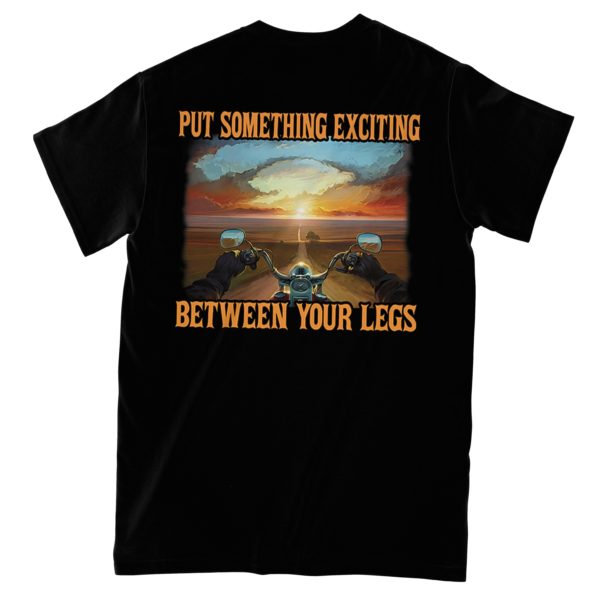 put something exciting between your legsall over print t-shirt, black motorcycle shirt