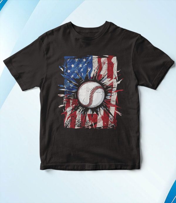 baseball 4th of july men usa american flag t-shirt