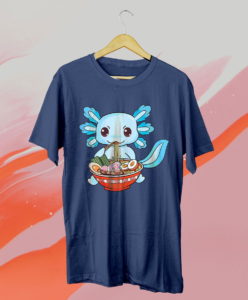 cute axolotl ramen noodles anime t-shirt