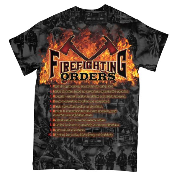 ten standard firefighting orders firefighter all over print t-shirt
