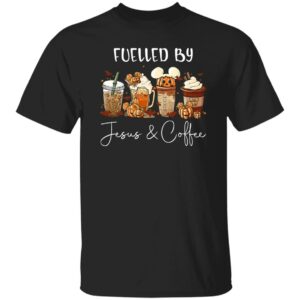 funny fueled by coffee jesus caffeine lover thanksgiving day t shirt 1 sduJg