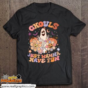 groovy ghouls just wanna have fun ghost pumpkin floral shirt 724 6Sgmx