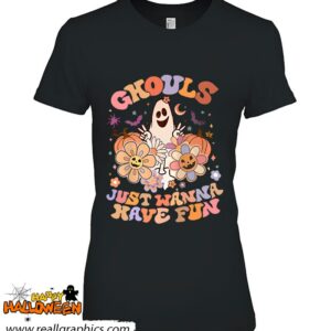 groovy ghouls just wanna have fun ghost pumpkin floral shirt 725 G2fsv