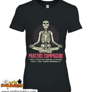 practice composure skeleton yoga funny yoga shirt 1085 pdQE0