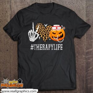therapy peace love pumpkin funny halloween leopard shirt 864 8UuGL