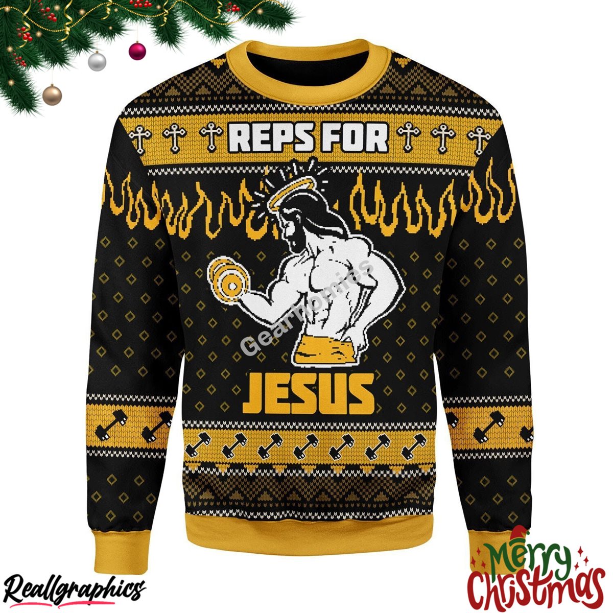 reps for jesus christmas all over print ugly sweatshirt, sweater