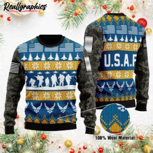 soldier us air force grey blue veteran christmas ugly sweater hfyeo