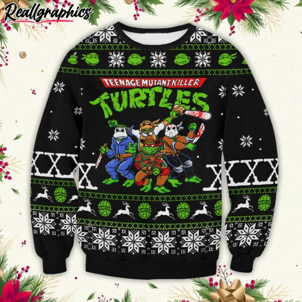 teenage mutant ninja turtles horror ugly christmas sweater bol3o
