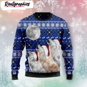 wolf howling moon ugly christmas sweater christmas outfits gift retro christmas sweater rb5629 1 air03k