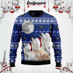 wolf howling moon ugly christmas sweater eivdon