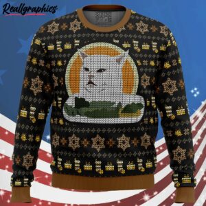 woman yelling at cat meme ugly christmas sweater xR5cv