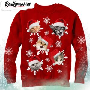 women s lost gods ugly christmas cat snowflakes ugly christmas sweater adult rb9771 1 lqrqaf