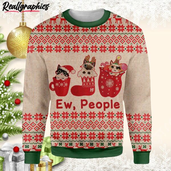 cat christmas ew people ugly christmas sweater cjzidp