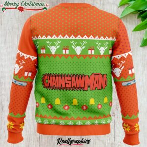 chibi chainsaw man ugly christmas sweater 1 txbqxn