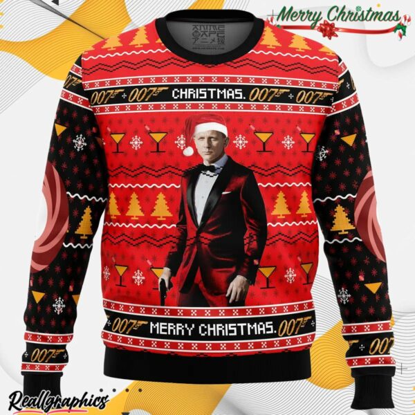 christmas merry christmas 007 james bond ugly christmas sweater kewcrd