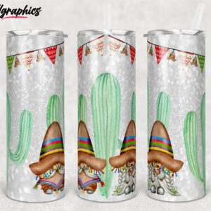 cinco de mayo gnomes cactus sombrero straight and warped design skinny tumbler nurpv7