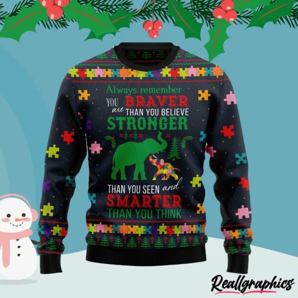 elephant autism awareness ugly christmas sweater yewsv4