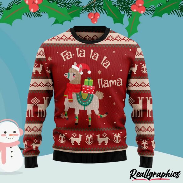 fa la la llama ugly christmas sweater rml5az