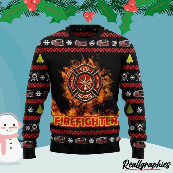 firefighter ugly christmas sweater sweatshirt goeroy