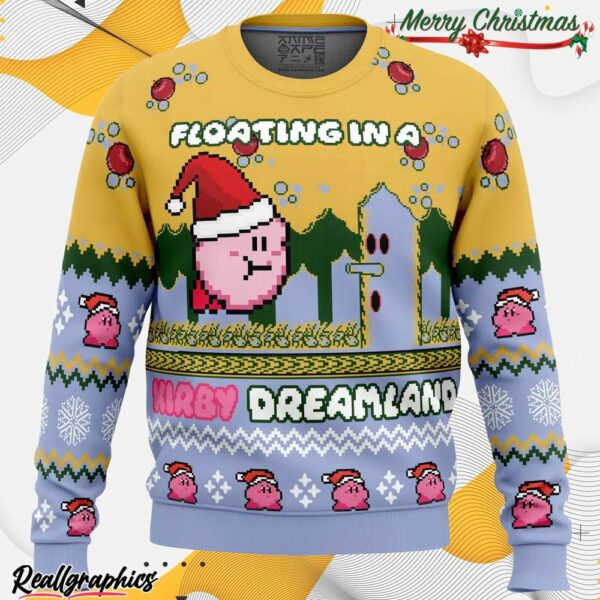 floating in a kirby dreamland ugly christmas sweater sbyw72