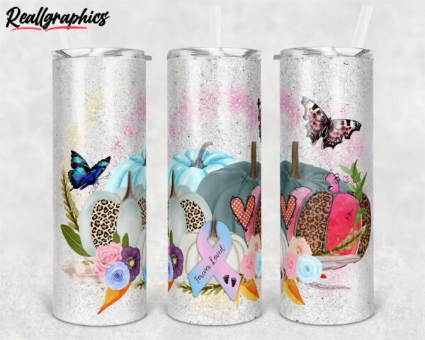 glitter pink blue pumpkin infant and baby loss awareness straight and warped design skinny tumbler uabzzq