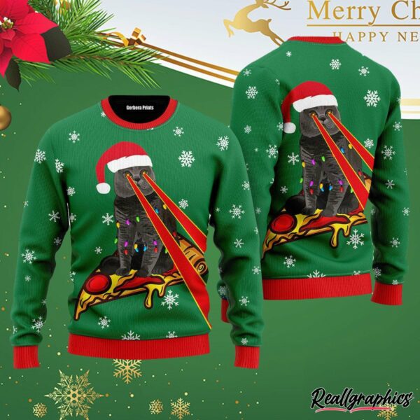 pizza cat with laser eyes ugly christmas sweater uh1721 5964 hhsu8g