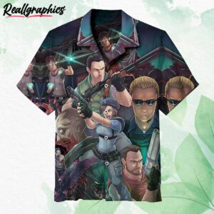 resident evil cartoon short sleeve button up shirt idzzlr