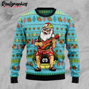 santa and ukulele christmas ugly christmas sweater q5qoyr