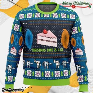 the christmas cake is a lie portal 2 ugly christmas sweater cafonx