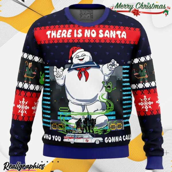 there is no santa ghostbusters ugly christmas sweater deanxe