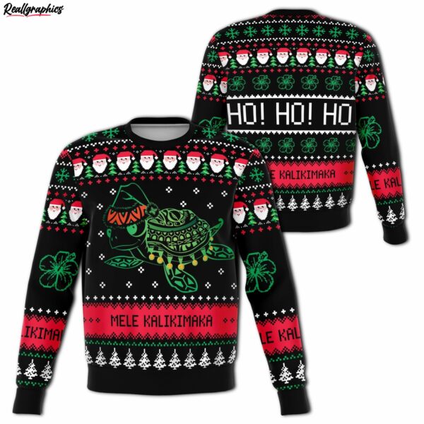 turtle santa hat ugly christmas sweater kl3gu7