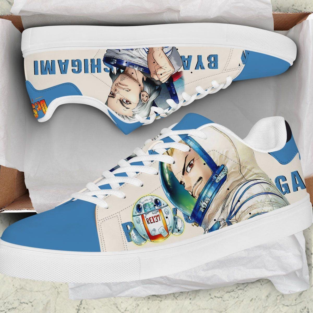 byakuya ishigami skate sneakers custom dr. stone anime shoes