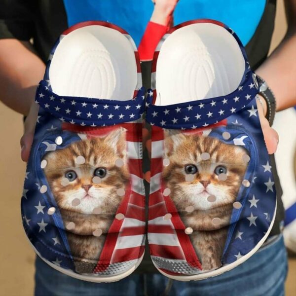 cat american flag printed classic clogs shoes sudmiy