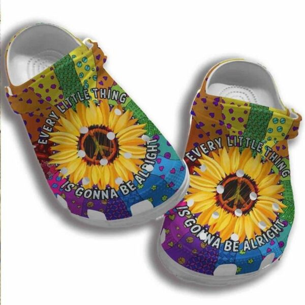 coloful heart hippie sunflower clog shoes women gonna be alright eervrj
