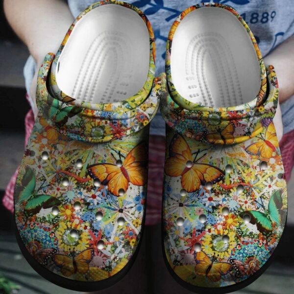 colorful butterfly garden vintage classic clogs shoes x3oz9a