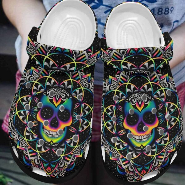 colorfull skull mandala classic clogs shoes yzsb3r