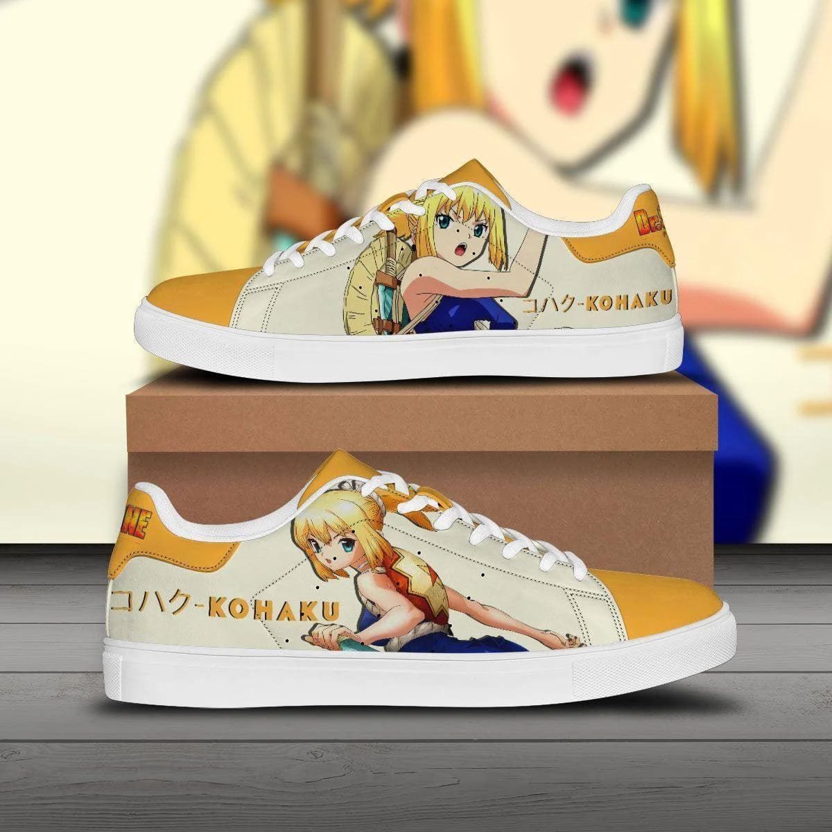 dr.stone kohaku skate sneakers custom dr. stone anime shoes