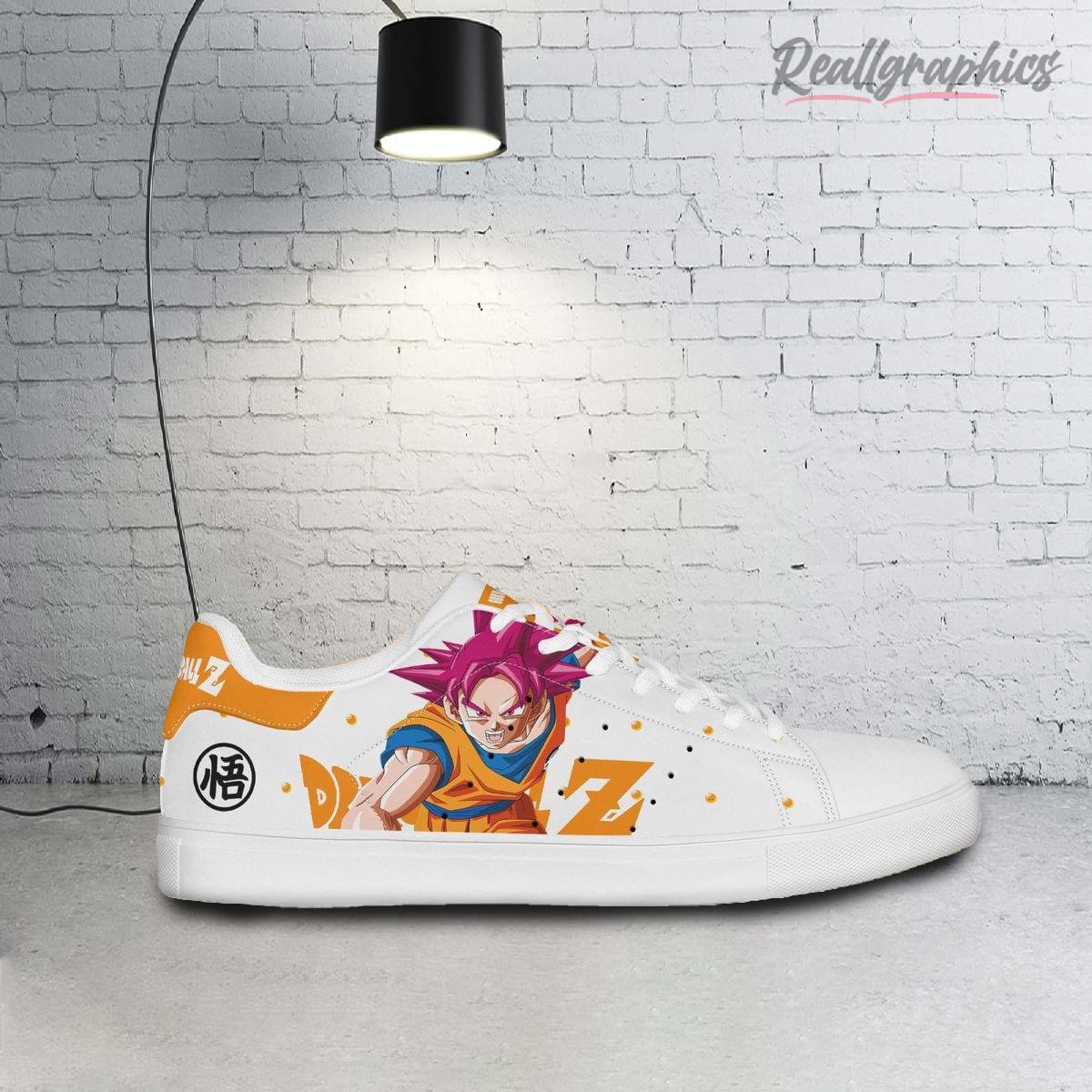 Dragon Ball Goku Super Saiyan God Stan Smith Shoes, Custom Anime Sneakers - Reallgraphics