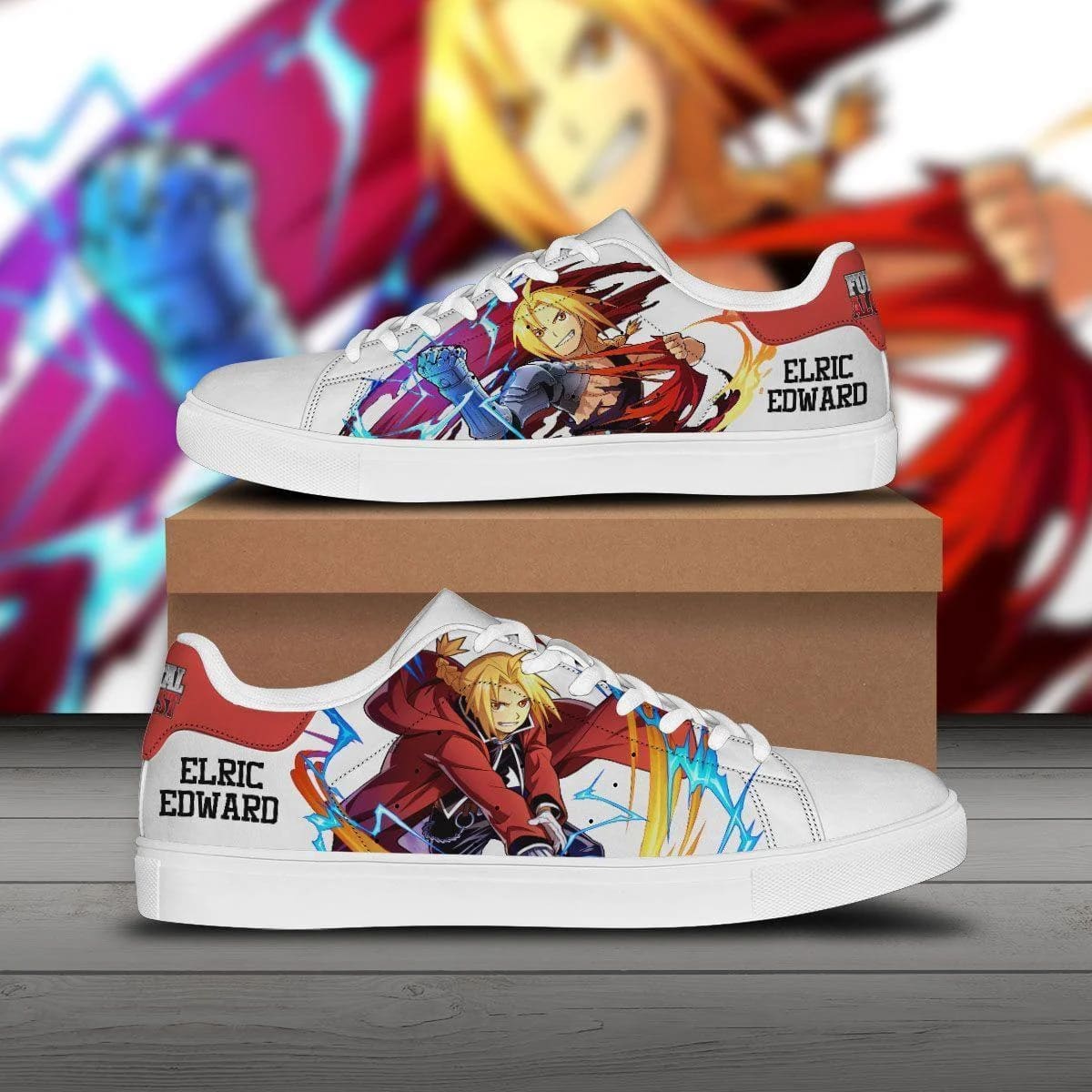 edward elric skate sneakers fullmetal alchemist custom anime shoes