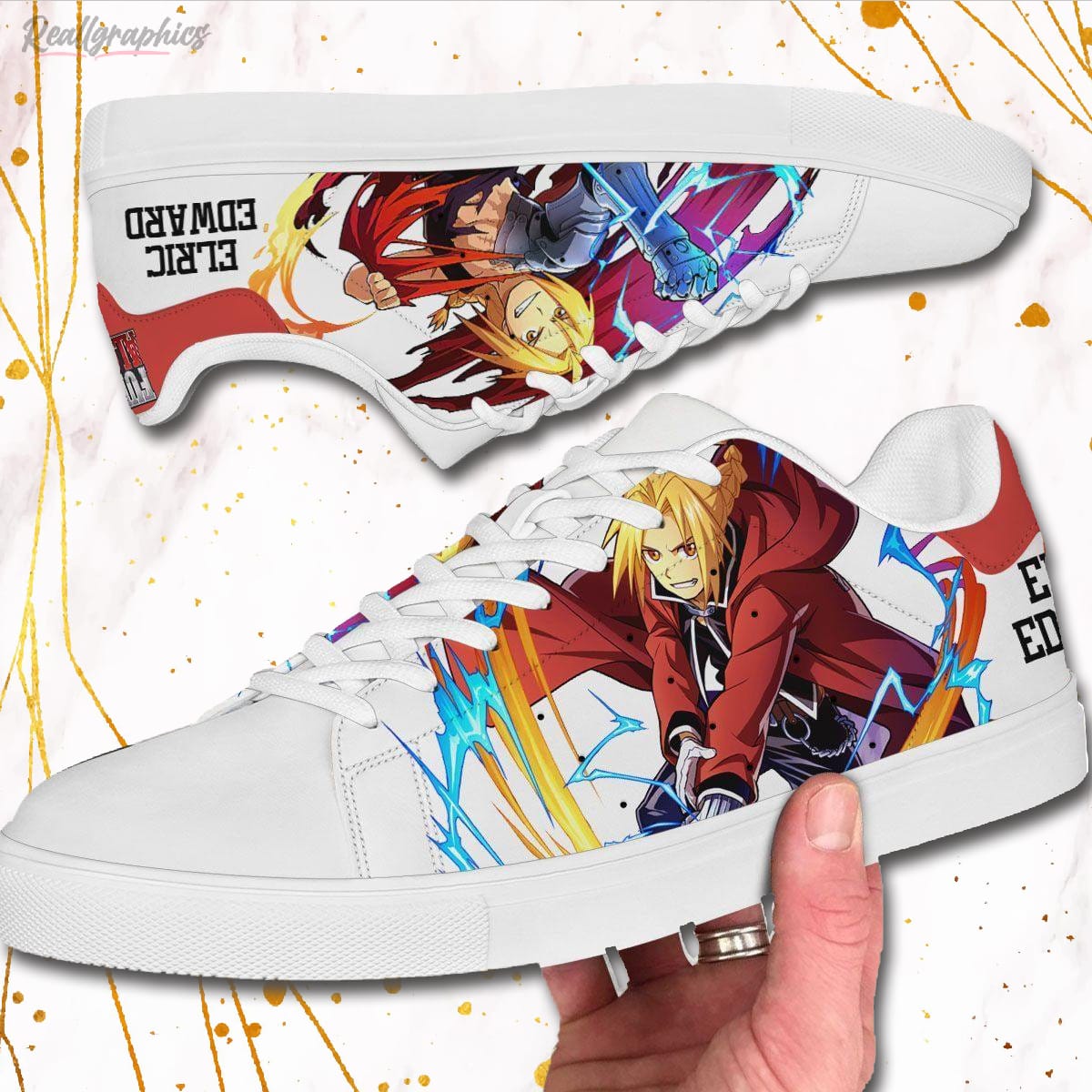 edward elric skate sneakers fullmetal alchemist custom anime shoes