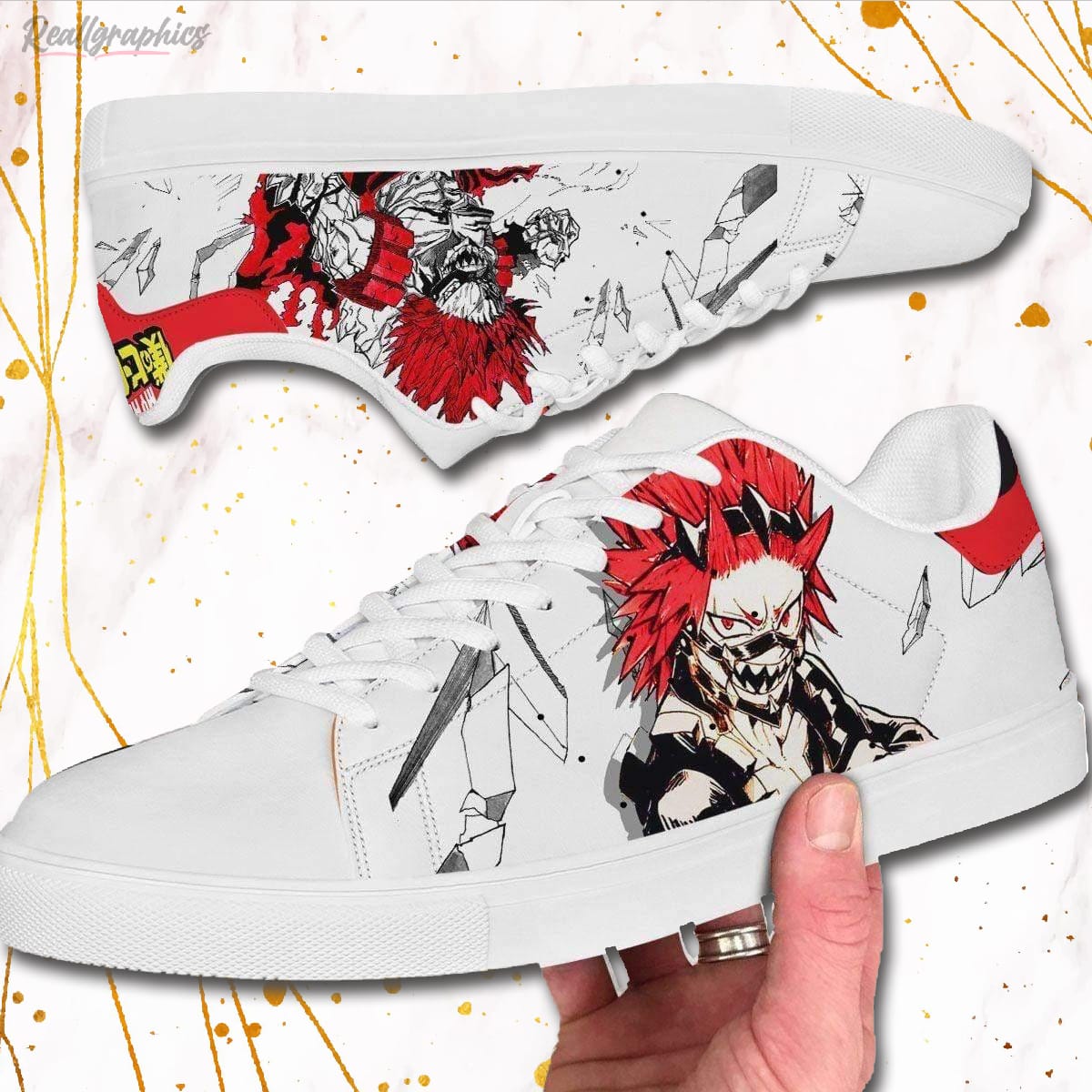 eijiro kirishima skate sneakers custom mha anime shoes