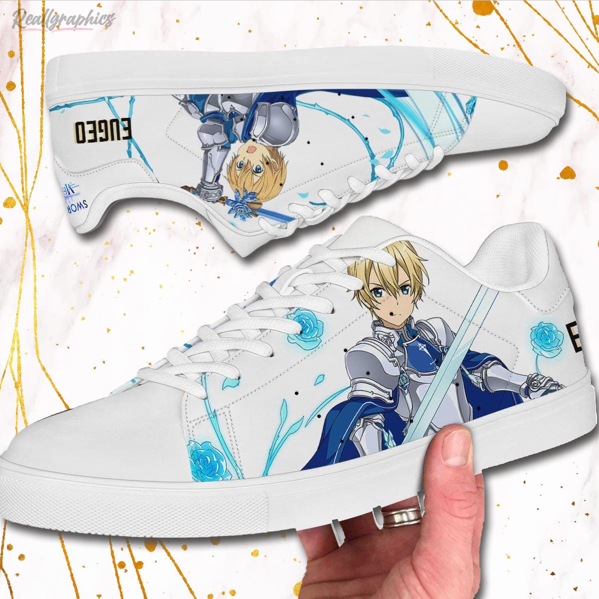 eugeo skate sneakers sword art online custom anime shoes