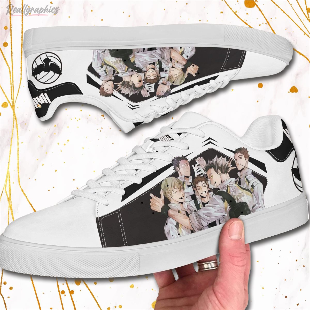 fukurodani academy stan smith shoes, custom haikyuu anime sneakers