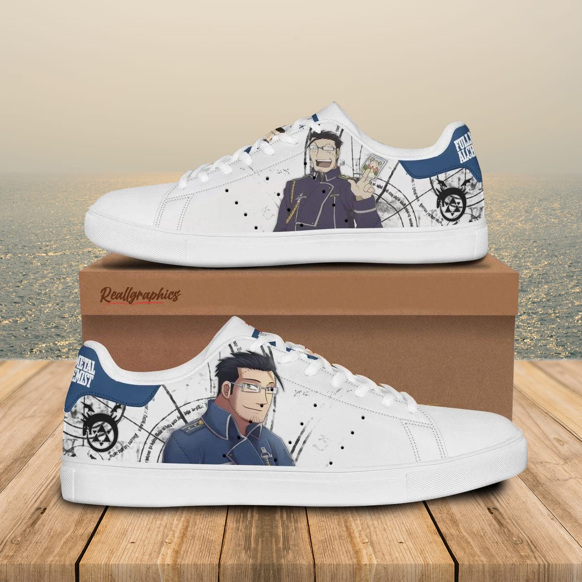 fullmetal alchemist maes hughes stan smith shoes, custom anime sneakers