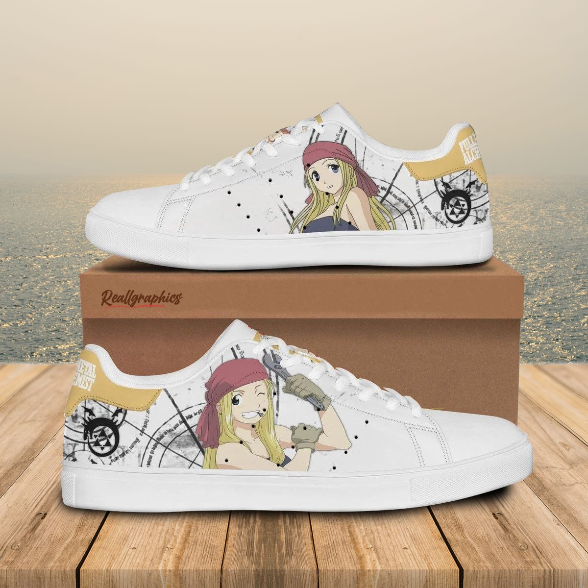 fullmetal alchemist winry rockbell stan smith shoes, custom anime sneakers