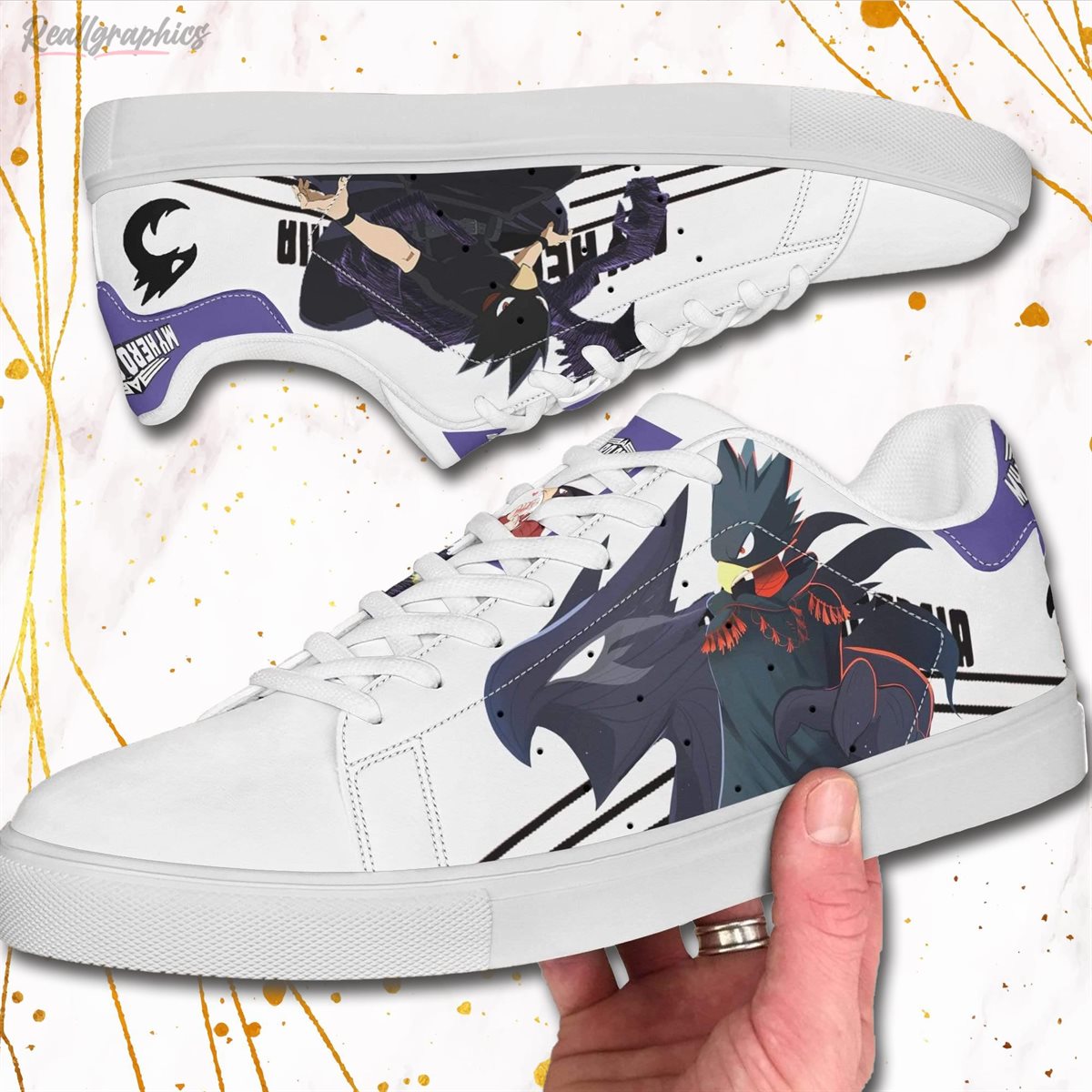 fumikage tokoyami sneakers custom my hero academia anime shoes