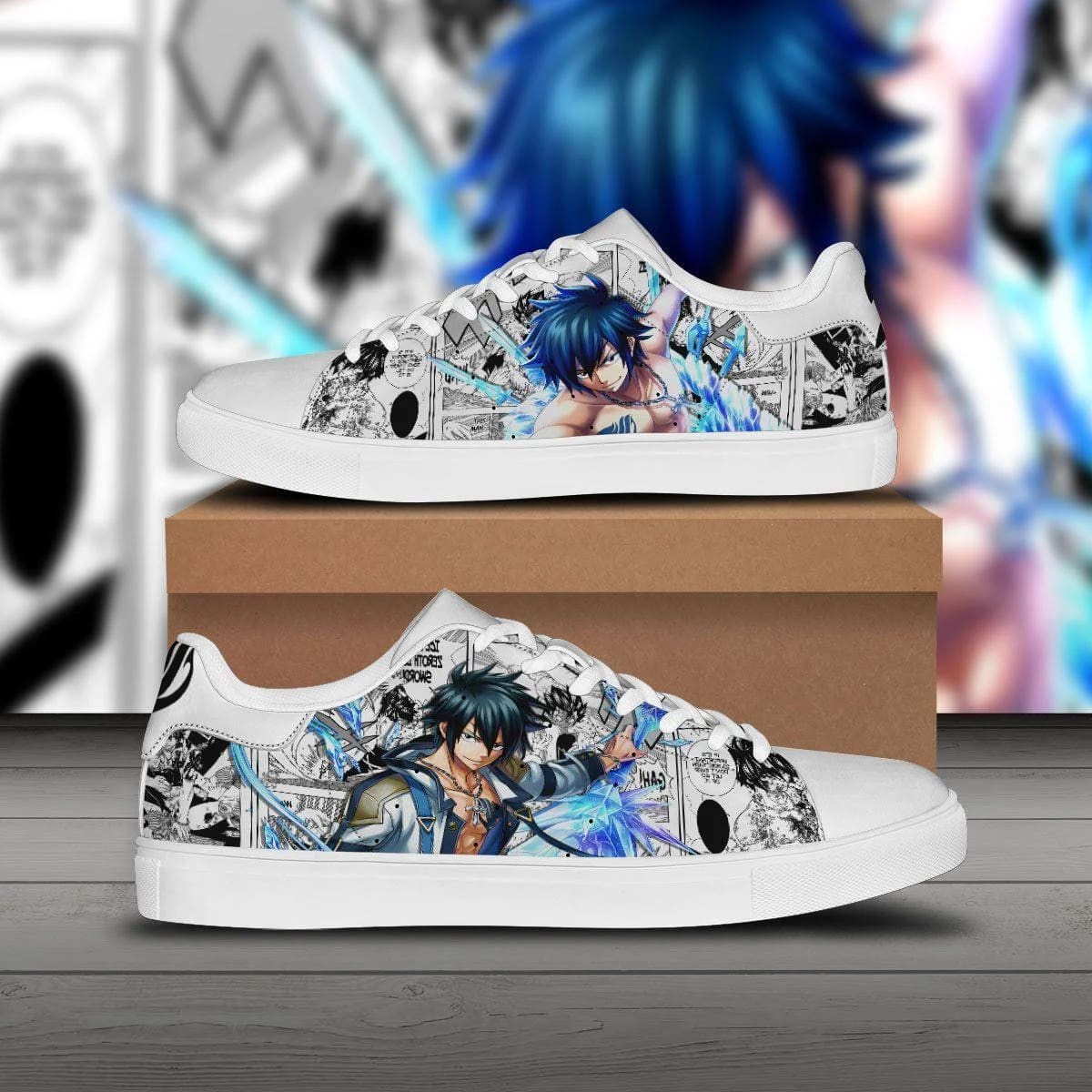 gray fullbuster skate sneakers custom fairy tail anime shoes